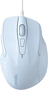 TECKNET USB Wired Mouse 6400 DPI 6-Button Ergonomic 5FT Cable
