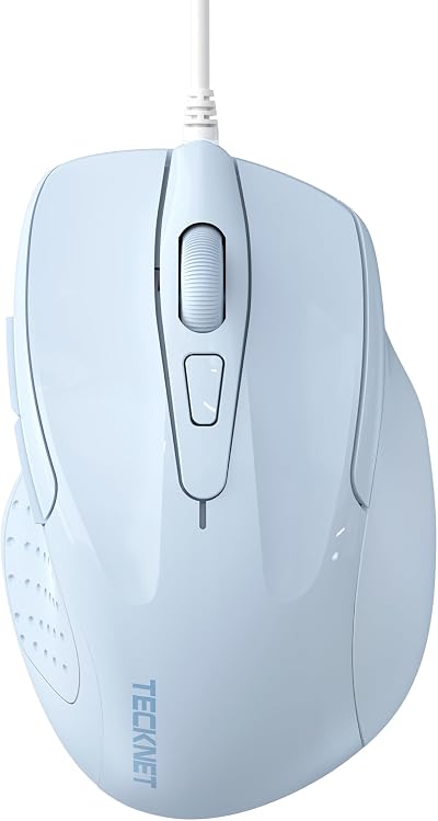 TECKNET USB Wired Mouse 6400 DPI 6-Button Ergonomic 5FT Cable