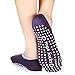 Yoga Pilates Socks Non Slip Skid Barre Socks with Grips Cotton for Women 2Pack Black & Purple