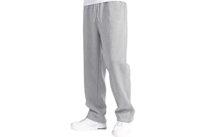 ZHUER Boy's Baggy Sweatpants Cozy Fleece Casual Pants Elastic Waist Straight Leg Open Bottom Sweatpant Athletic Pants Pockets