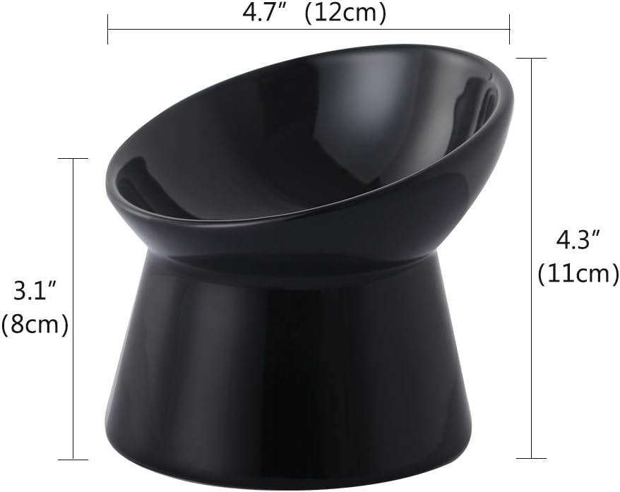 Small Ceramic Raised Cat Bowls, Tilted Elevated Cat Food Bowl, Anti Vomiting Cat Feeding Bowls, Stress Free Shallow Cat Bowl - Image 3