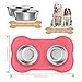 Pawaboo Pet Dog Cat Bowls, Premium Stainless Steel Pet Feeder with Food Grade Bone Shaped Rubber Base, 5.51 Inch Diameter Bowls for Pet Dog Cat Food or Water, Set of 2, Large Size, Pink