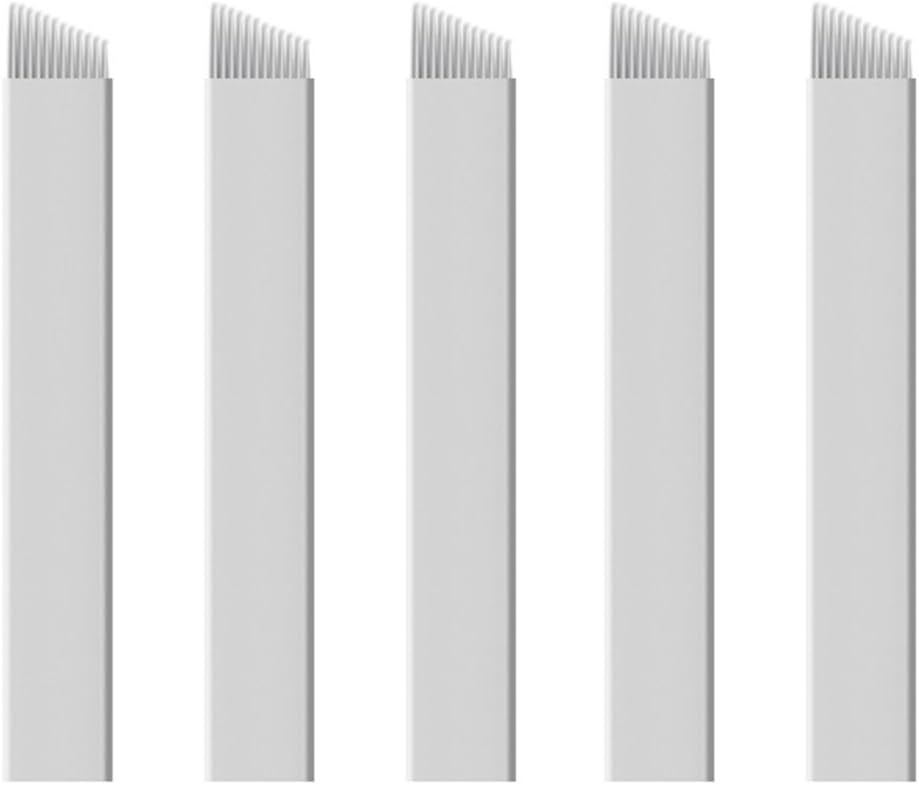 Xiaoyu 50PCS Microblading Needles, Permanent Makeup Manual Tattoo Eyebrow Blade Bevel for Eyebrow Tattoo Pens White, 12 Pin