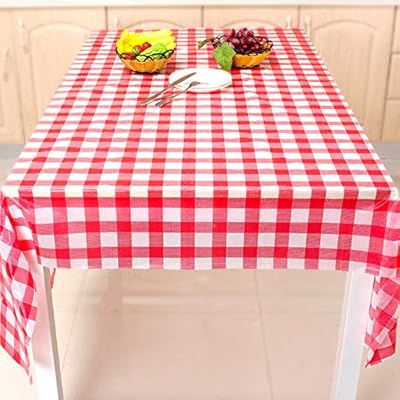 Gingham Picnic Tablecloth Red Checkered Disposable Table Covers