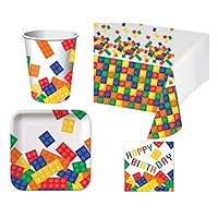 BirthdayExpress Building Blocks Deluxe Party Pack Kit for 16