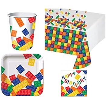 BirthdayExpress Building Blocks Deluxe Party Pack Kit for 16