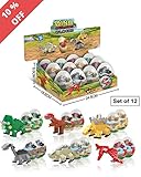 Smartstoy Dinosaur Toys for Boys and Girls - 12 Dino Eggs with Mini Animals Building Blocks Set for Kids - Fun Gift for Birthday, Dinosaurs Party Favors , Goodie Bags, Prizes