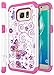 S7 Edge Case, Galaxy S7 Edge Case, Style4U Butterfly Design Studded Rhinestone Crystal Bling Hybrid Armor Case Cover for Samsung Galaxy S7 Edge with 1 Style4U Stylus [White/Hot Pink]