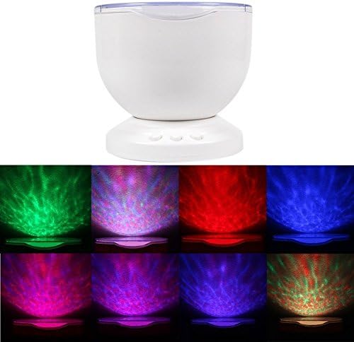 Exlight Ocean Wave Projector Night Light,Color Changing Sleep Light for Living and Bedding Room with Music Player for Baby Teens Boys and Girls