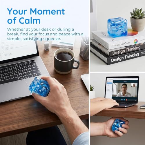 SLEEPHEAD®1Pcs Stress Cube Bulk Slow Rising Ice Cube Stress Balls for Adult Sensory Squeeze Cubes Birthday Gifts for Anxiety Relief Party Favors Prizes (Blue,5.5CM)