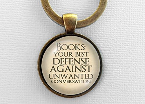 Funny Books Keychain, Glass Book Pendant Keyring, Bookish Gift, Text Jewelry, Book Lover, Nerd, Fandom, Geek Jewellery Key Chain Key Ring