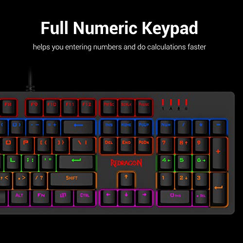 Redragon S117 Gaming Keyboard Mouse Combo Mechanical RGB Rainbow Backlit Keyboard Brown Switches
