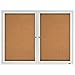 Quartet Cork Bulletin Board, 2 Glass Doors, Enclosed, 4' x 3', Outdoor Message Board, Aluminum Frame (2124)