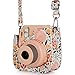 Woodmin Compatible PU Leather Camera Case for Fujifilm Instax Mini 9 8 8+ Camera with Shoulder Strap(Elegant Flower)
