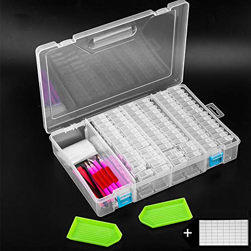 SanerDirect 84 Grids Diamond Painting Storage Container, Beads Organizer Storage Container Case (Storage Box with Tools)