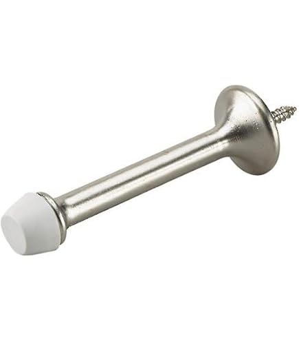 Idh By St. Simons 3-3/4 In. Solid Brass Fancy 3-Ring Base Door Stop In Satin Nickel 13013-015...