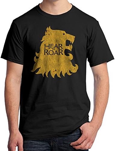 Game of Thrones Men's T-Shirt House Lannister Hear me Roar Distressed 3214 (4X-Large, Black)