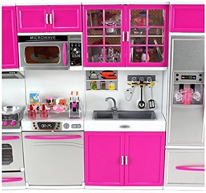 My Modern Kitchen PSK32 Full Deluxe Kit Battery Operated Kitchen Playset : Refrigerator, Stove, Sink, Microwave