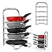 Premium Quality Height Adjustable Pan Pot Organizer Rack by ULFR 5 Tier Chrome Finish Steel Kitchen Cookware Holder Counter Storage Wall Mountable