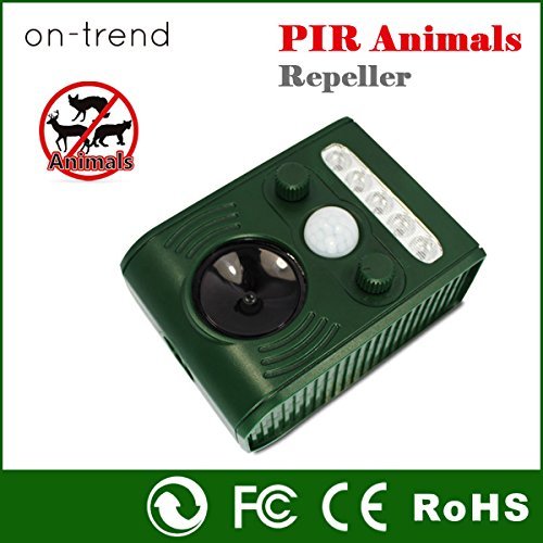 Outdoor Solar Powered Ultrasonic Animal Pet Repellent Cat Dog Mice Bird Rodent Deterrent With LED Flashing Light - 30ft 9m range Rechargeable Batteries USB Back up Charger included with Spike - Thumbnail 3