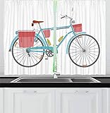 Ambesonne Bicycle Kitchen Curtains, Classic Touring