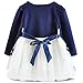 NNJXD Baby Girl Long Sleeve Cotton Kids Casual School Dress for Children Size 18-24 Months Blue