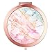 Imiao Makeup Mirror Rose Gold Compact Mirror Portable Hand Mirror Round Mini Pocket Mirror with 2 x 1x Magnification for Woman,Mother,Girls,Great Gift (Pink Marble)
