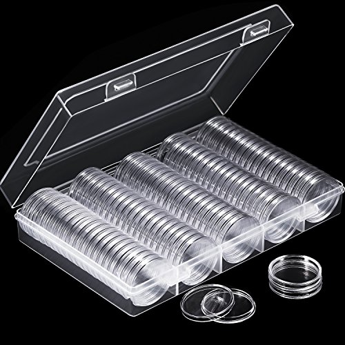 Hicarer Coin Capsules Round Plastic Coin Holder Case with Storage Organizer Box for Coin