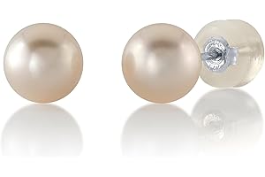 THE PEARL SOURCE White Japanese Akoya Real Pearl Earrings for Women - 14k Gold Stud Pearl Earrings | Hypoallergenic Earrings with Genuine Cultured Pearls