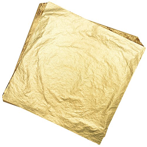 Imitation Gold Leaf 100 Sheets for Arts,Gilding Crafting,Decoration,5.5 by 5.5 Inches