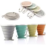 ME.FAN Silicone Collapsible Travel Cup - Silicone Folding Camping Cup with Lids - Expandable Drinking Cup Set - BPA Free, Portable, Graduated [9.22oz]