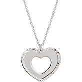 Vanbelle Sterling Silver Jewelry - Rhodium Plated with 925 Stamp - Diamond-Cut Open Heart Necklace for Women - Valentine's Open Heart Necklace