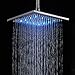 Rozin 12-inch LED Color Bathroom Square Shower Head Rainfall Over-head Spray Brushed Nickel