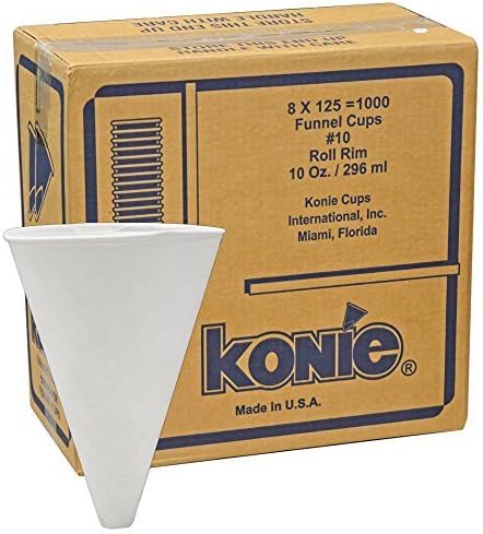 1000 Konie 10 oz Disposable Paper Funnels - 8 sleeves of 125 by Konie