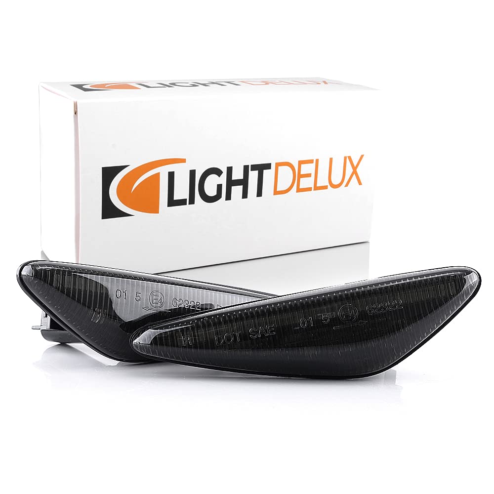 LIGHTDELUX 2 x LED side indicators, side indicators, wing indicators, dynamic, no field message, with E4 certification, black vision V-170521LG