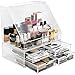 Sorbus® Acrylic Cosmetics Makeup Organizer Storage Case Holder Display with Slanted Front Open Lid-Cosmetic Storage for Makeup, Brushes, Perfumes, Skincare (Style 2 - Slanted Lid with 4 Drawers)