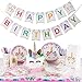 Discovering DIY Unicorn Birthday Decorations for Girls - Party Supplies Kit for 16 Guests w/Plates, Cups, Goody Bags, Utensils, Napkins, Cake Cutter & Topper, Candles, Table Cloth and Banner