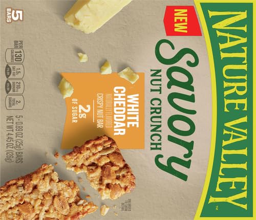 NATURE VALLEY SAVORY NUT CRUNCH BARS, WHITE CHEDDAR, 0.89 OZ, 5 BARS