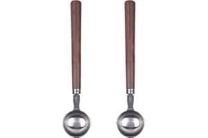 KKC HOME ACCENTS Wooden Long Handle Coffee Bean Scoops 1 tbsp for Ground Coffee,Tablespoon Scoops,Loose Leaf Tea,Wooden Handle Measuring Spoons, 2 Pcs