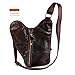 Koolertron Fashion Men's Vintage Genuine Leather Satchel Chest Bag Shoulder Bag Travel Messenger Bag (Please Note：It is a small bag ;))