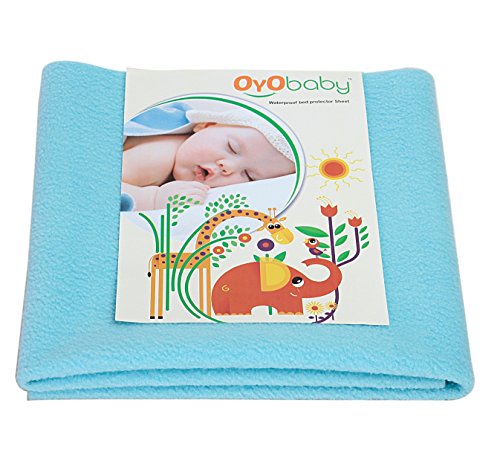 OYO BABY - 100% Waterproof Mattress Protector / Hypoallergenic / Anti-slip / Crib Sheets / Pads / Absorbent Sheet / Diaper changing pad cover / mat (Large - ( 140cm X 100cm), Sea Blue)