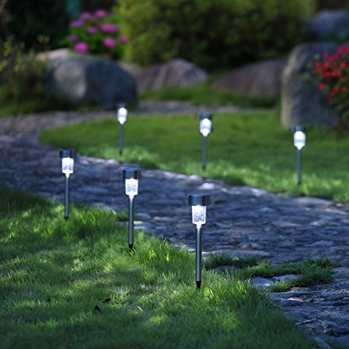 image for Twinkle Star 12 Pcs Solar Pathway Lights Stainless Steel Solar Garden 