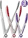 Silicone Kitchen Tongs Cooking Set - 3 Non-scratch Tongs - For All Your BBQ Grill and Serving Needs - Made From Long Lasting Stainless Steel with Silicone Tips - Non-slip Handles and Built-In Rests