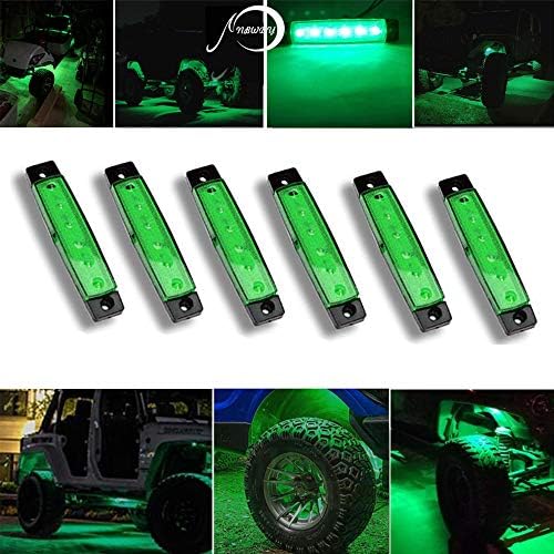 NBWDY 6Pcs Waterproof 3.8″ Sealed Green LED Side Marker/Rock/Wheel/Underglow Light Kits for Jeep,Snowmobile,Truck,Golf Cart,Lorry,RV,Camper, Cab,RV,SUV, HGV,Caravances,Vans,Boat,Offroad (Green)