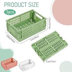 3 Pack Folding Storage Baskets Colorful Organizing