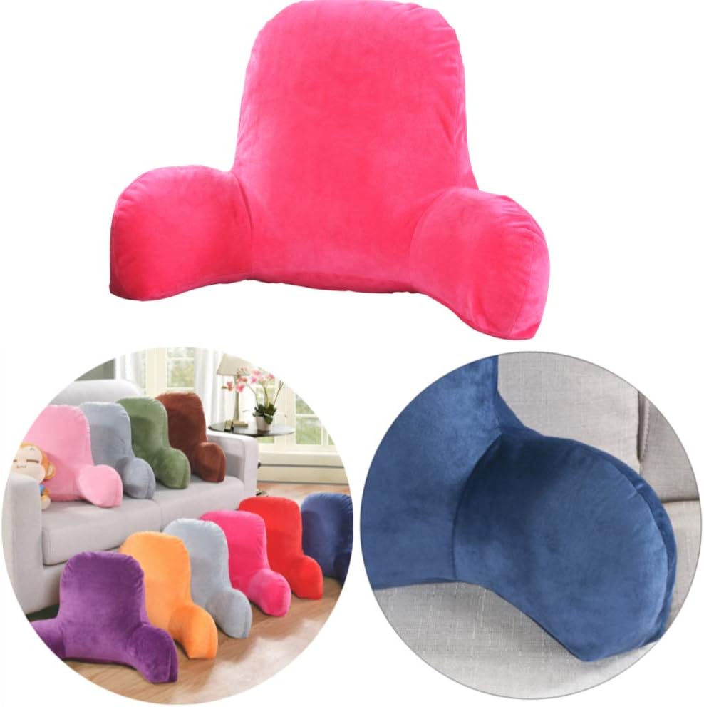 Finebaby Backrest Pillows for Bed with Arms,Plush Big Backrest Reading Rest Pillow Bed Adult Backrest Lounge Cushion Back Support,T-Shape Reading Lumbar Cushion Pillows (M:22.83x15.74x9.84, Rose red): Home & Kitchen