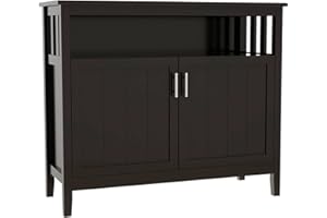 RASOO Espresso Buffet Cabinet, Modern Design with 2 Doors, Large Storage, MDF+Wood, 39.96x15.75x34.25 inches