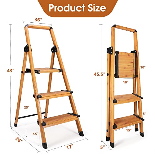 Delxo Aluminum Step Ladder Folding Step Stool 3 Step Stairs,Heavy Duty