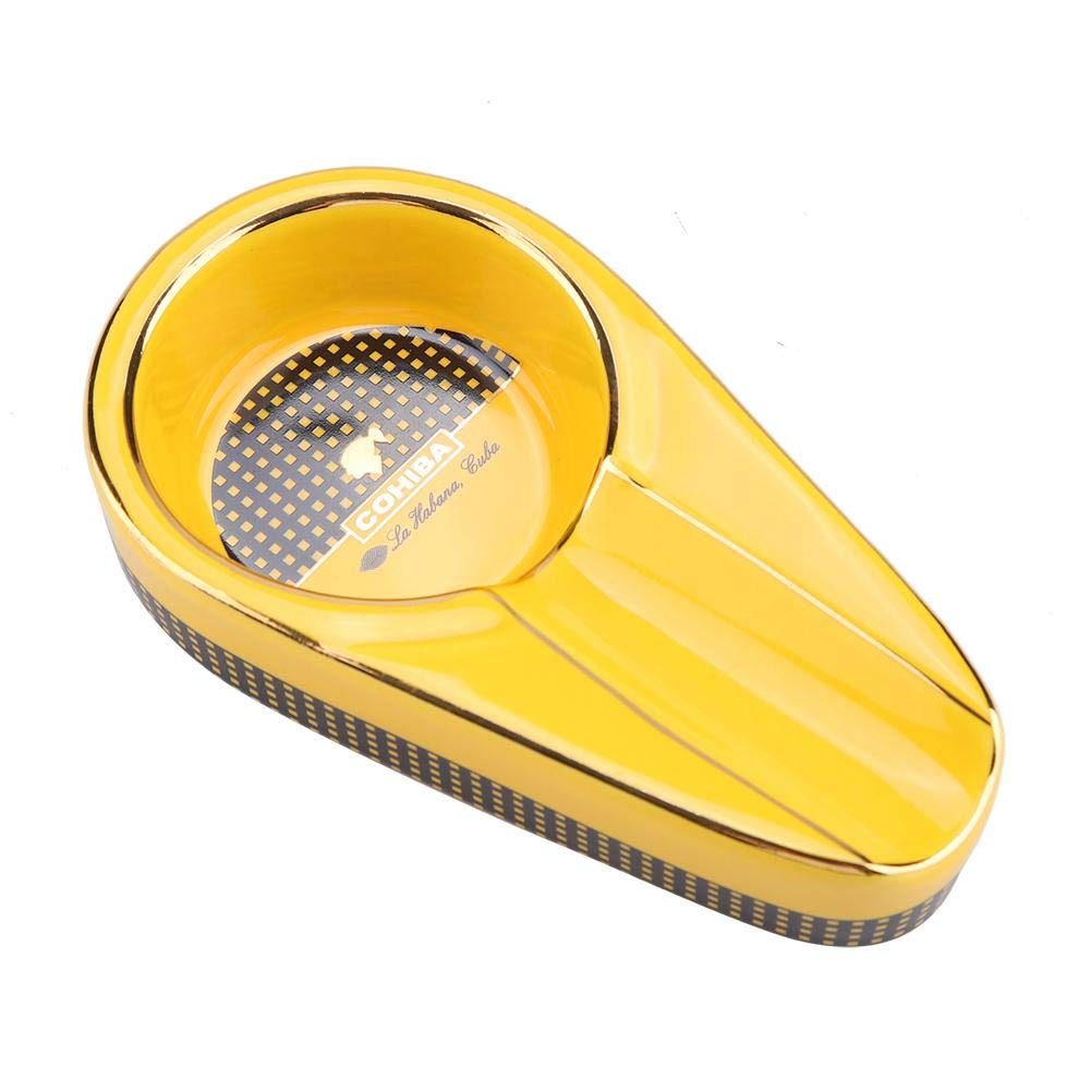 Mini Portable Ceramic Cigarette Ashtray for Outdoors Indoors Car Office Home Use Yellow Ash Tray Holder