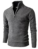 H2H Mens Casual Slim Fit Mock Neck Zip up Basic Designed Pullover Sweater